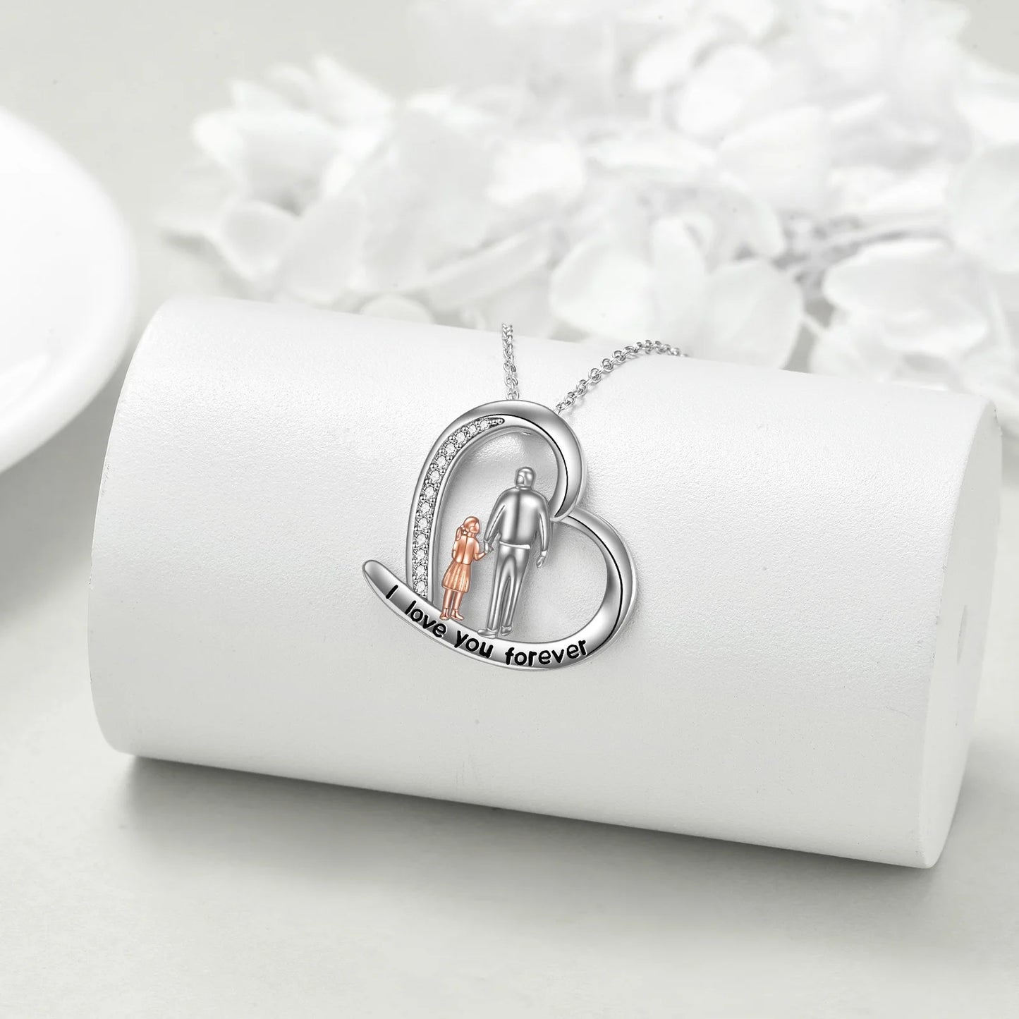Mothers Day Gifts Father Daughter Heart Pendant Necklace Sterling Silver Always My Daughter Forever My Friend Necklace Mothers Day Gifts for Daughter