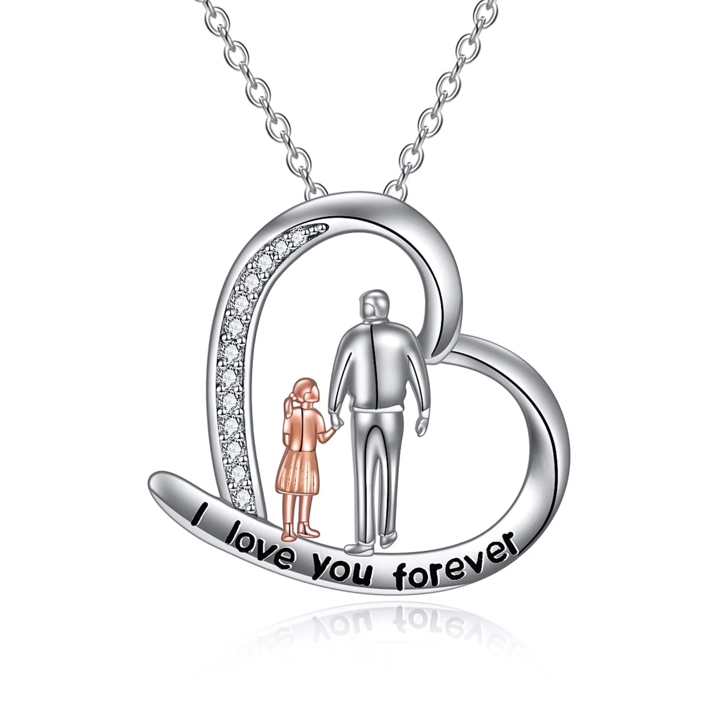 Mothers Day Gifts Father Daughter Heart Pendant Necklace Sterling Silver Always My Daughter Forever My Friend Necklace Mothers Day Gifts for Daughter