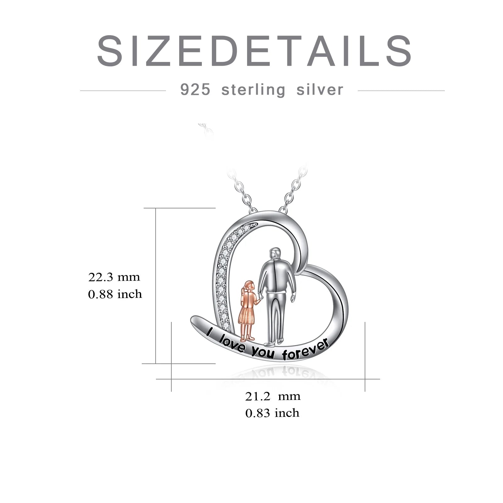 Mothers Day Gifts Father Daughter Heart Pendant Necklace Sterling Silver Always My Daughter Forever My Friend Necklace Mothers Day Gifts for Daughter